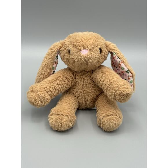 2022 Animal Adventure Brown Bunny Rabbit Plush W/ Floral Ears Stuffed Animal 8” - Picture 1 of 11